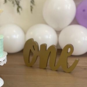 First Birthday Standing Sign - Gold